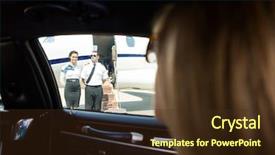  Presentation with private jet - PPT theme having vip airport - view of airhostess and pilot background and a tawny brown colored foreground