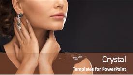  Presentation with diamond - PPT theme featuring beautiful woman in evening dress wearing diamond earrings background and a red colored foreground