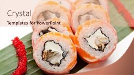  Presentation with vip - Slide deck featuring vip philadelphia maki sushi - roll made of smoked eel and cream cheese inside fresh salmon and tuna outside background and a lemonade colored foreground