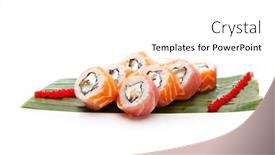  Presentation with vip - Theme with vip philadelphia maki sushi - roll made of smoked eel and cream cheese inside fresh salmon and tuna outside background and a white colored foreground