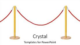  Presentation with rope - Colorful slide set enhanced with vip protection - golden velvet rope barrier isolated backdrop and a white colored foreground