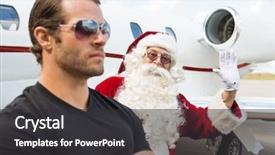  Presentation with private jet - Presentation theme enhanced with vip protection - portrait of santa waving hand background and a dark gray colored foreground