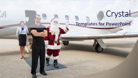  Presentation with private jet - Beautiful PPT layouts featuring vip protection - santa waving hand with bodyguard backdrop and a sky blue colored foreground
