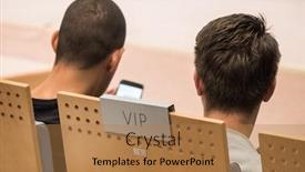  Presentation with vip - Audience pleasing slide deck consisting of concert seats - vip seat at conference hall backdrop and a coral colored foreground