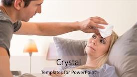  Presentation with caring - PPT layouts with viral disease - caring young man applying background and a coral colored foreground