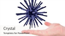  Presentation with virus disease - Theme enhanced with viral disease - digital composite of hand holding background and a sky blue colored foreground