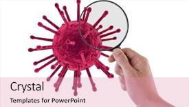  Presentation with virus disease - Presentation featuring viral disease - digital composite of magnifying glass background and a coral colored foreground