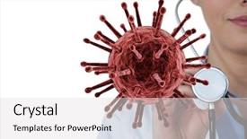  Presentation with virus disease - Colorful PPT theme enhanced with viral disease - digital composite of red virus backdrop and a light gray colored foreground