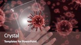  Presentation with virus disease - Colorful presentation theme enhanced with viral disease - digital composite of red virus backdrop and a violet colored foreground