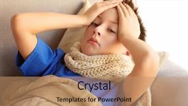  Presentation with bed - Presentation enhanced with viral infection - small sick boy in bed background and a coral colored foreground