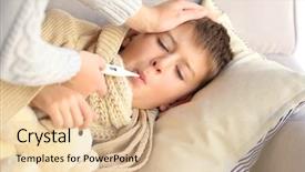  Presentation with sick building - Slides enhanced with viral infection - small sick boy with thermometer background and a lemonade colored foreground