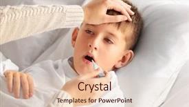  Presentation with sick building - Presentation theme enhanced with viral infection - small sick boy with thermometer background and a lemonade colored foreground