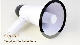  Presentation with viral - PPT theme featuring viral marketing - standard megaphone all on light background and a sky blue colored foreground