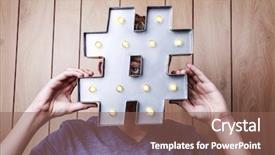  Presentation with teen - Cool new slide deck with viral marketing - teen with hashtag symbol backdrop and a violet colored foreground