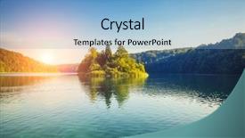  Presentation with water park - Presentation theme with virgen - vivid view on turquoise water background and a light blue colored foreground