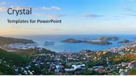  Presentation with virgin islands - Presentation design featuring virgin islands st thomas sunrise background and a light blue colored foreground