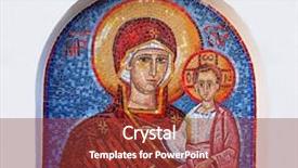  Presentation with virgin mary - PPT theme consisting of mosaic icon of virgin mary and baby jesus in ostrog cave monastery montenegro background and a tawny brown colored foreground