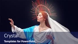  Presentation with virgin mary - PPT theme consisting of virgin-mary-portrait background and a navy blue colored foreground