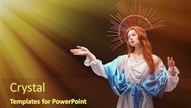 Presentation with light rays - Beautiful slides featuring virgin-mary-portrait backdrop and a tawny brown colored foreground