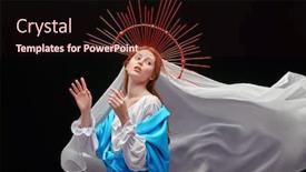  Presentation with light rays - PPT theme consisting of virgin-mary-portrait background and a wine colored foreground