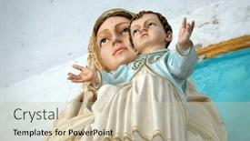  Presentation with lourdes - Amazing PPT theme having virgin-mary-with-baby-jesus backdrop and a soft green colored foreground