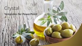  Presentation with olive green - Slide deck consisting of virgin-olive-oil-and-green background and a light gray colored foreground