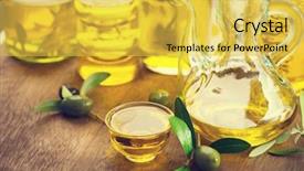  Presentation with olive green - PPT layouts featuring virgin olive oil bottle diet background and a yellow colored foreground