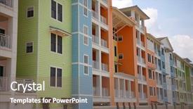  Presentation with condominium - Beautiful PPT theme featuring virginia beach - new beachfront condominium complex backdrop and a violet colored foreground