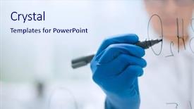  Presentation with scientist - PPT theme enhanced with virology - background image scientist making notes background and a sky blue colored foreground