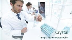  Presentation with busy - Beautiful theme featuring virology - busy group of researchers carrying backdrop and a sky blue colored foreground