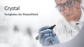  Presentation with scientist - Slide set with virology - close up a focused scientist background and a white colored foreground