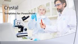  Presentation with scientific - Slides featuring virology - scientific investigators comparing two fluids background and a light gray colored foreground