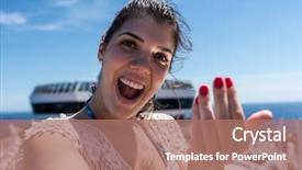  Presentation with people and hr - Theme featuring viros - woman beckoning inviting people background and a coral colored foreground