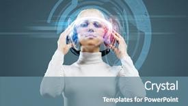  Presentation with virtual assistant - PPT layouts having virtual assistant - young woman in white wearing background and a seafoam green colored foreground