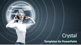  Presentation with virtual assistant - Theme having virtual assistant - young woman in white wearing background and a ocean colored foreground