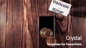  Presentation with bitcoin - Theme enhanced with virtual atm - bitcoin golden coins and paper background and a tawny brown colored foreground