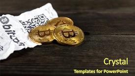  Presentation with black paper - Audience pleasing theme consisting of virtual atm - bitcoin golden coins and paper backdrop and a wine colored foreground