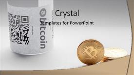  Presentation with cream gold texture paper - Colorful theme enhanced with virtual atm - bitcoin golden coins and paper backdrop and a  colored foreground
