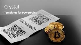  Presentation with black paper - Beautiful slide deck featuring virtual atm - bitcoin golden coins and paper backdrop and a gray colored foreground