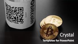  Presentation with black paper - PPT theme with virtual atm - bitcoin golden coins and paper background and a dark gray colored foreground