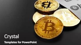  Presentation with cream gold texture paper - Beautiful slide deck featuring virtual atm - bitcoin golden coins and paper backdrop and a dark gray colored foreground