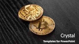  Presentation with bitcoin - Slides with virtual atm - bitcoin golden coins and paper background and a  colored foreground