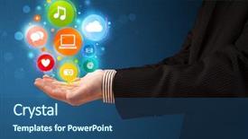  Presentation with hand holding colorful brain sketch - Cool new presentation design with virtual background - young businessman holding colorful multimedia backdrop and a ocean colored foreground