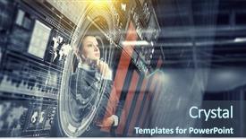  Presentation with ethical desicion making and ethical leadership - PPT layouts featuring virtual banking - businesswoman making desicion background and a ocean colored foreground