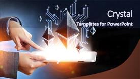  Presentation with virtual banking - Amazing theme having virtual banking - modern technologies for business mixed backdrop and a navy blue colored foreground