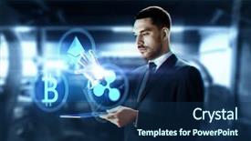  Presentation with ripple effect - Audience pleasing slide set consisting of virtual bitcoin ethereum and ripple backdrop and a navy blue colored foreground