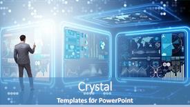  Presentation with data mining - Slide deck consisting of virtual button in data mining background and a teal colored foreground