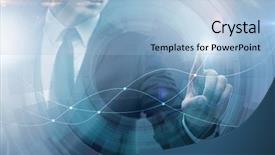  Presentation with realidad virtual - Beautiful slide deck featuring virtual button on diagram chart backdrop and a light blue colored foreground