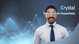  Presentation with statistics - Presentation theme featuring chart holograms over blue background background and a ocean colored foreground