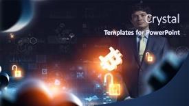  Presentation with cryptocurrency - Audience pleasing presentation theme consisting of virtual-cryptocurrency-concept-mixed-media backdrop and a wine colored foreground